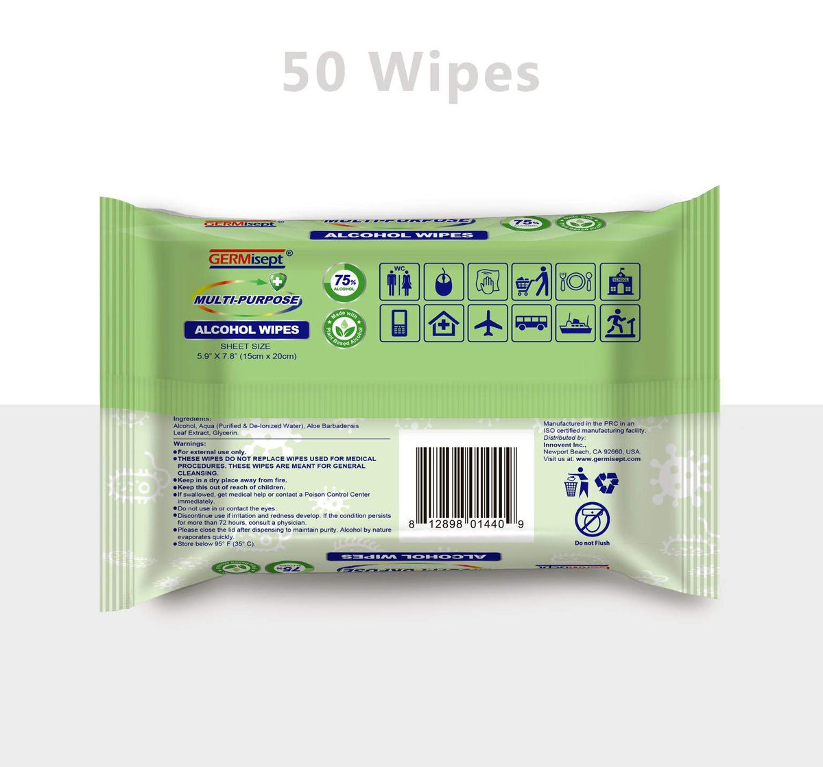 Germisept Alcohol Wipes Multipurpose 50ct